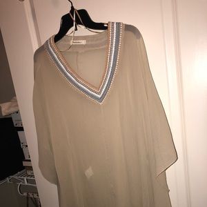 Long tan shawl top
